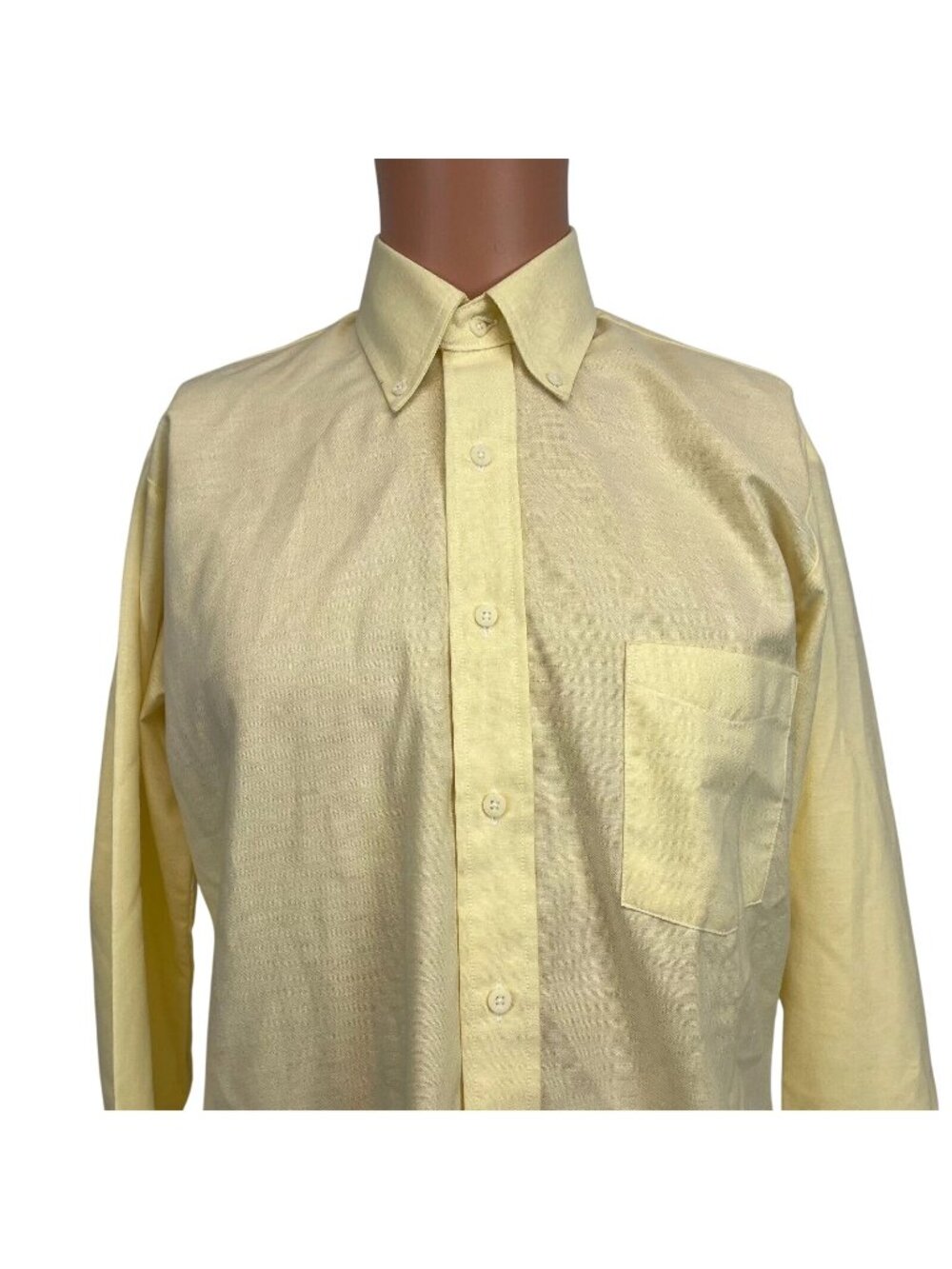 Vintage Sears Shirt Mens 15.5 34/35 Button Down Shirt Yellow Perma Prest 70s